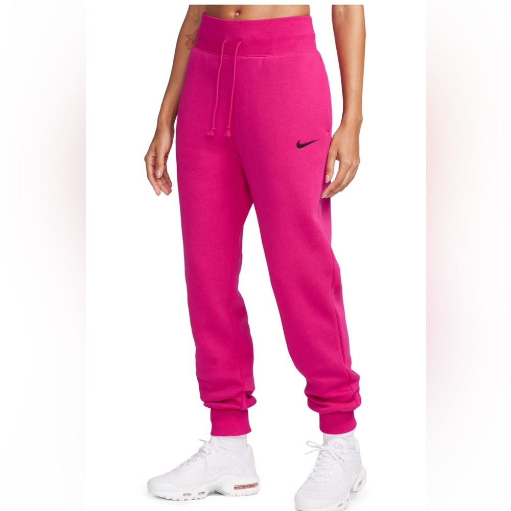 Nike Phoenix fleece sweat joggers in fireberry color